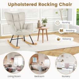 GOFLAME Linen Nursery Rocking Chair Modern Rocking Accent Chair Glider Rocker Armchair