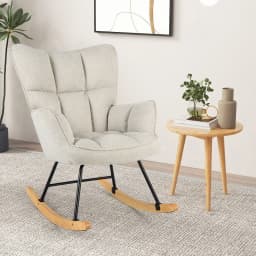 GOFLAME Linen Nursery Rocking Chair Modern Rocking Accent Chair Glider Rocker Armchair