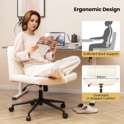GOFLAME Criss Cross Chair PU Leather Upholstered Cross-legged Office Chair