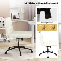 GOFLAME Criss Cross Chair PU Leather Upholstered Cross-legged Office Chair