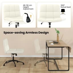 GOFLAME Criss Cross Chair PU Leather Upholstered Cross-legged Office Chair