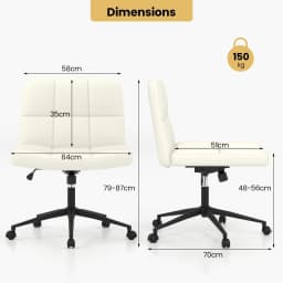 GOFLAME Criss Cross Chair PU Leather Upholstered Cross-legged Office Chair