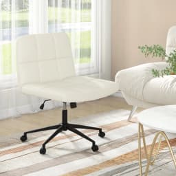 GOFLAME Criss Cross Chair PU Leather Upholstered Cross-legged Office Chair