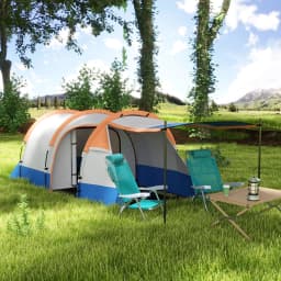 Outsunny 2-3 Man Camping Tent, Tunnel Tent with Weights, Bedroom and Living Room, 2000mm Waterproof