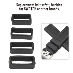 4PCS Rubber Black Watch Strap Buckle Band Keeper Hoop Loop Holder Retainer Ring