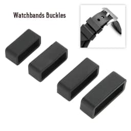 4PCS Rubber Black Watch Strap Buckle Band Keeper Hoop Loop Holder Retainer Ring