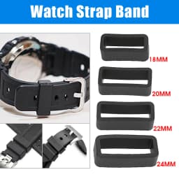 4PCS Rubber Black Watch Strap Buckle Band Keeper Hoop Loop Holder Retainer Ring