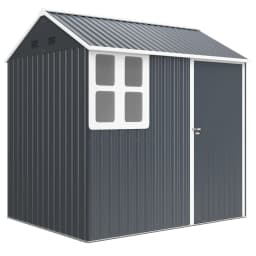 7 X 6 ft Metal Garden Shed Outdoor Storage Shed W/ Door Sloped Roof, Dark Gray
