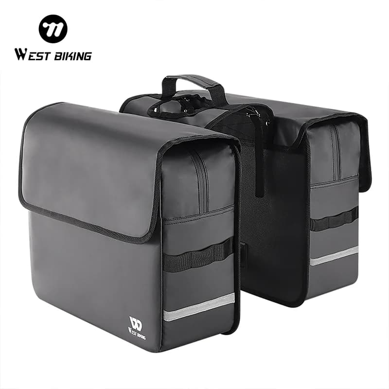 WEST BIKING Waterproof Bike Panniers Bag 36L Large Capacity Bicycle Trunk Bag Luggage Carrier MTB Rear Rack Bags For Travel