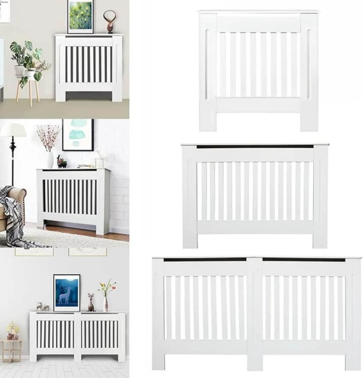 BRIEFNESS Radiator Cover White Painted MDF Cabinet Heater Cover Mounted on Wooden For Living Room Hallway Heater Cover Decoration