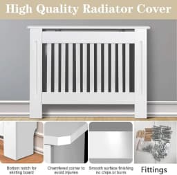 BRIEFNESS Radiator Cover White Painted MDF Cabinet Heater Cover Mounted on Wooden For Living Room Hallway Heater Cover Decoration