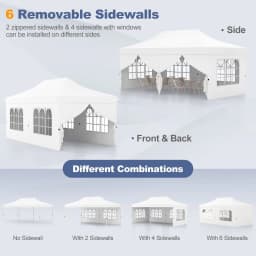 GOFLAME 3M x 6M Pop up Canopy Tent Garden Gazebo Canopy Zippered Entrances W/6 Sidewalls