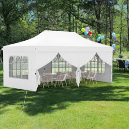 GOFLAME 3M x 6M Pop up Canopy Tent Garden Gazebo Canopy Zippered Entrances W/6 Sidewalls