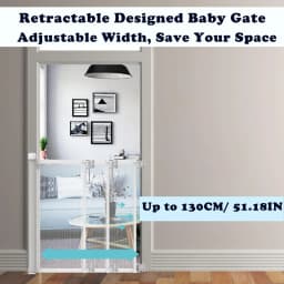 BRIEFNESS Retractable Stair Gate Safety Gate Safety Dog Gate Retractable Gate Baby Stair Gate Child Safety Gate White