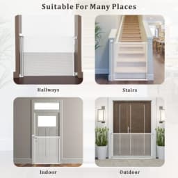 BRIEFNESS Retractable Stair Gate Safety Gate Safety Dog Gate Retractable Gate Baby Stair Gate Child Safety Gate White