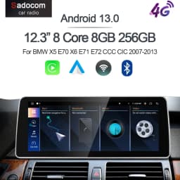 12.3" Carplay Android 13.0 8G+256G 8Core GPS Car radio Player Multimedia Stereo Wifi For BMW X5 E70 X6 E71 E72 CCC CIC 2007-2013