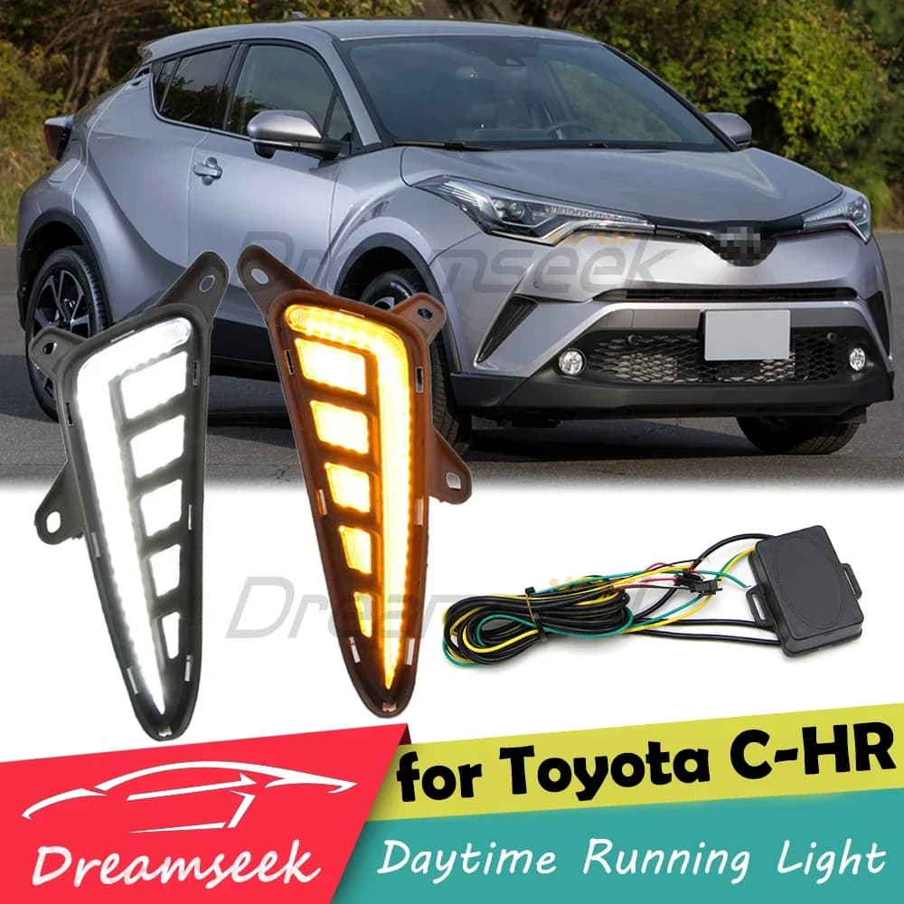 LED DRL Day Light for Toyota C-HR CHR 2017 2018 2019 Daytime Running Light Fog Lamp with Dynamic Sequential Turn Signal TYPE 7