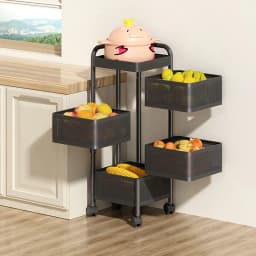 Voltsify 4-Tier Kitchen Storage Rack with Wheels, 26cm W x 26cm D x 73cm H
