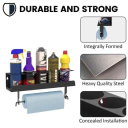 Spray Can/Paper Towel Holder Paint Bottle Storage Rack Steel Wall Mount Shelf Tool Organizer For Garage Craft Workspaces