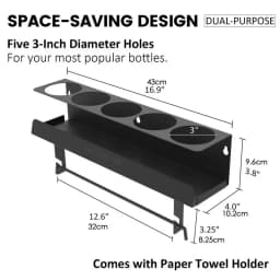 Spray Can/Paper Towel Holder Paint Bottle Storage Rack Steel Wall Mount Shelf Tool Organizer For Garage Craft Workspaces