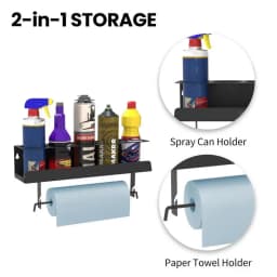 Spray Can/Paper Towel Holder Paint Bottle Storage Rack Steel Wall Mount Shelf Tool Organizer For Garage Craft Workspaces