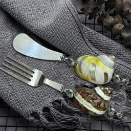 NEW Luxury Natural Conch Shell Dessert Fork, Stainless Steel Flatware, Spoon, Kitchen Utensils Set, Home Tableware