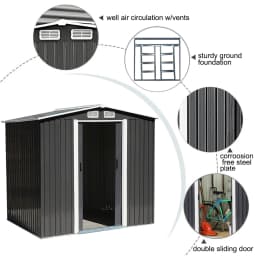 Large Heavy-Duty Metal Garden Tool Storage Shed, Weatherproof Steel Construction, Rust/UV/Water-Resistant, Foundation Included