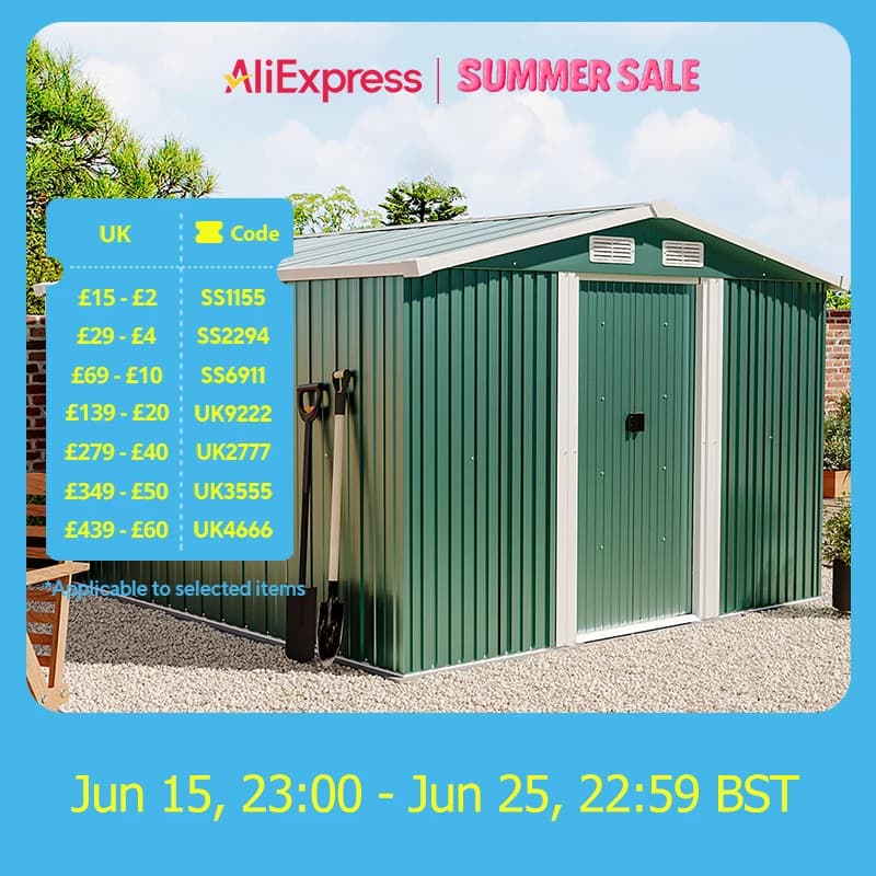 Large Heavy-Duty Metal Garden Tool Storage Shed, Weatherproof Steel Construction, Rust/UV/Water-Resistant, Foundation Included