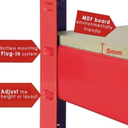 BRIEFNESS Multi-Purpose Organiser Garage Shelving Unit Boltless Assembly Red 5 Tier Storage Rack Weighing Capacity 875kg