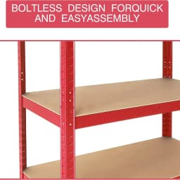 BRIEFNESS Multi-Purpose Organiser Garage Shelving Unit Boltless Assembly Red 5 Tier Storage Rack Weighing Capacity 875kg