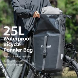 WEST BIKING Waterproof Bicycle Rear Bag 25L Large Capacity Luggage Rack Side Bag Expandable Cycling Travel Bag Men Shoulder Bag