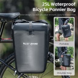 WEST BIKING Waterproof Bicycle Rear Bag 25L Large Capacity Luggage Rack Side Bag Expandable Cycling Travel Bag Men Shoulder Bag