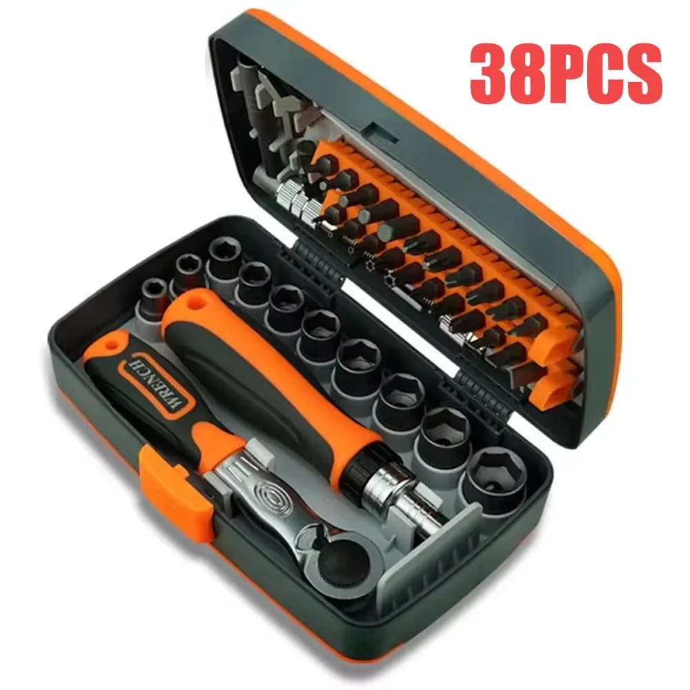 38 In 1 Multipurpose Screwdriver Bit Set Ratchet Cross Screwdriver Socket Wrench Set Household Wrenches Hand Labor Saving Tool