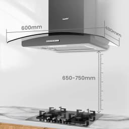 COMFEE' 60cm Chimney Cooker Range Hood Kitchen Stainless Steel Extractor with 3-Speed Modes LED Light & Glass