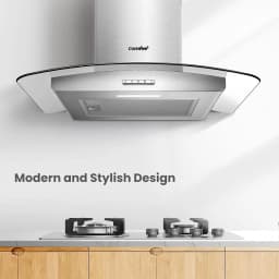 COMFEE' 60cm Chimney Cooker Range Hood Kitchen Stainless Steel Extractor with 3-Speed Modes LED Light & Glass
