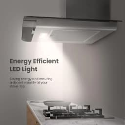 COMFEE' 60cm Chimney Cooker Range Hood Kitchen Stainless Steel Extractor with 3-Speed Modes LED Light & Glass
