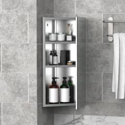 HOMCOM Bathroom Corner Wall Mirror Storage Cabinet Cupboard Stainless Steel
