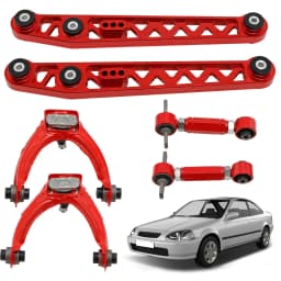 6pcs Adjustable Lower Control Arm + Rear Camber Kit for Honda Civic 1996-2000 EK3/EK4/EK5/EJ6/EJ7/EJ8/EJ9/EM1