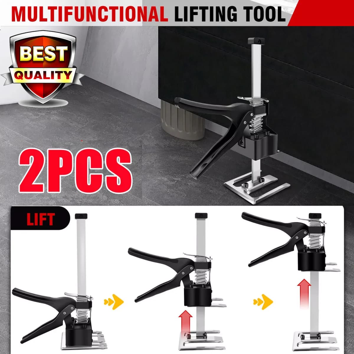 2PCS New Labor Saving Arm Board Jack Cabinet Lifter Height Locator Adjusting Lifter Multifunctional Hand Lifting Tool Max. 170kg