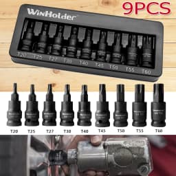 9PC 3/8" Drive Impact Torx Star Bit Sockets Set S2 Steel Bit Tool T20-T60 Sockets Bit