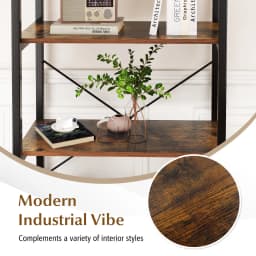 GOFLAME 5-Tier Bookshelf Bookcase Display Rack with Metal Frame-Coffee