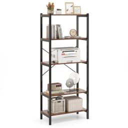 GOFLAME 5-Tier Bookshelf Bookcase Display Rack with Metal Frame-Coffee