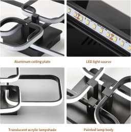 Modern Square Led Ceiling Light 60W Metal Acrylic Interior Light for Bedroom Study Room, Dining Room, Kitchen, Cold White Light