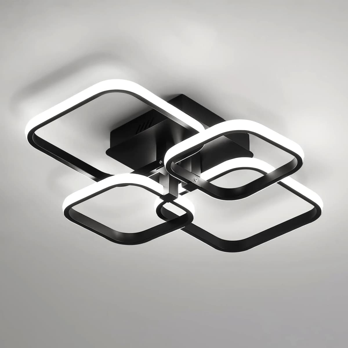 Modern Square Led Ceiling Light 60W Metal Acrylic Interior Light for Bedroom Study Room, Dining Room, Kitchen, Cold White Light