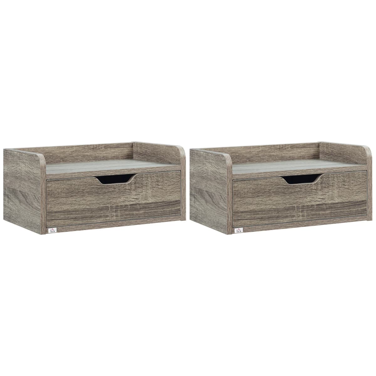 HOMCOM Floating Nightstand Set of 2, Nightstand with Drawer, Grey