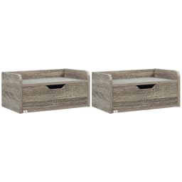 HOMCOM Floating Nightstand Set of 2, Nightstand with Drawer, Grey