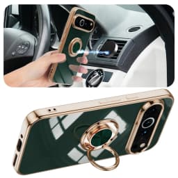 Flexbile Shockproof Plating Ring Holder Phone Case For Google Pixel 9 Pro XL 8A 8 Pro Cover Stand Back Shell Capa Funda Coque