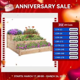 470L Wooden Raised Garden Bed 3-Tier Planter Kit for Patio 124L x 124W x 56H cm