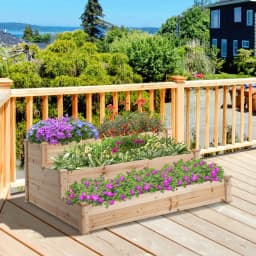 470L Wooden Raised Garden Bed 3-Tier Planter Kit for Patio 124L x 124W x 56H cm