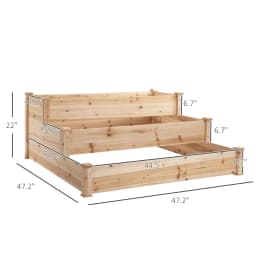 470L Wooden Raised Garden Bed 3-Tier Planter Kit for Patio 124L x 124W x 56H cm